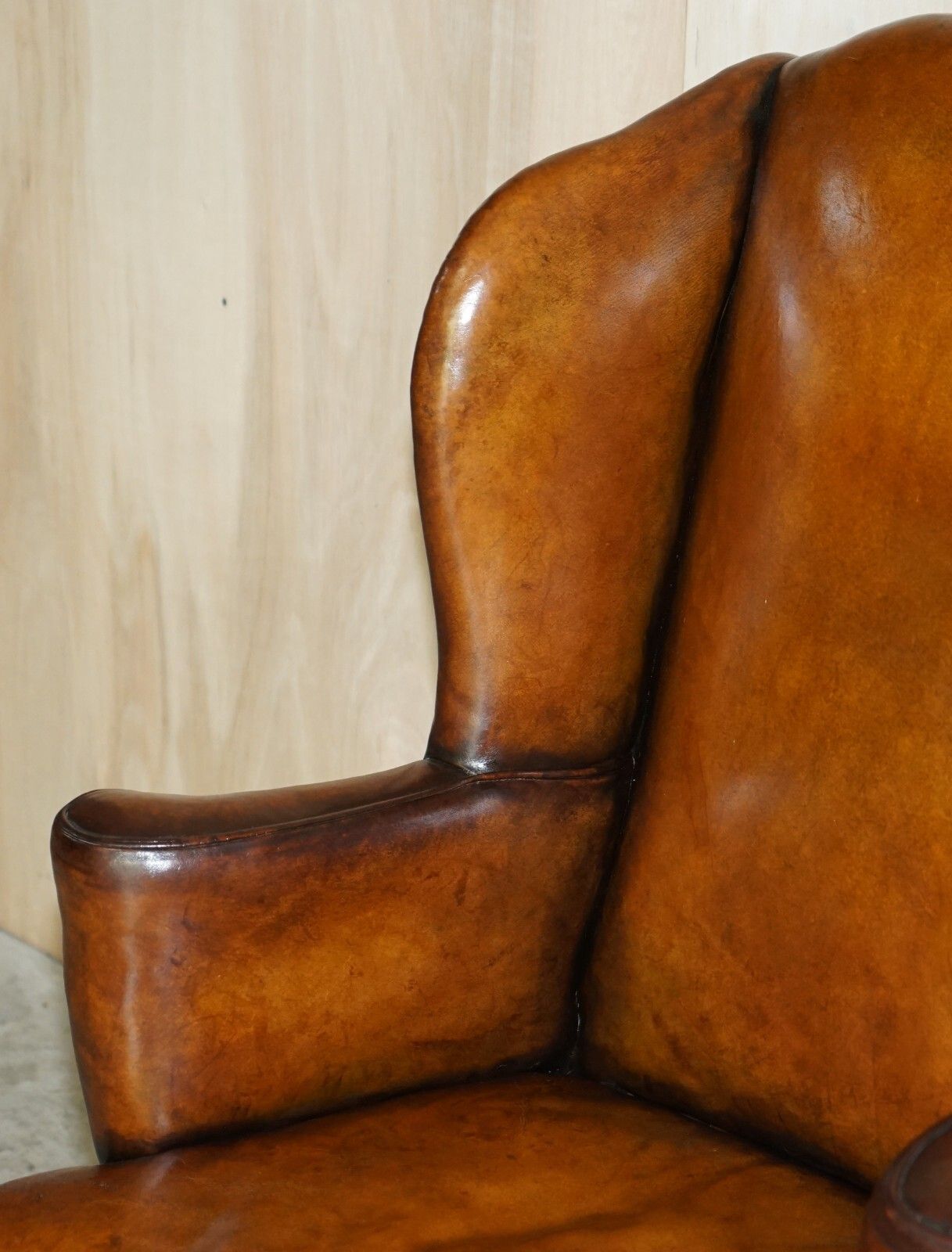 Antique Restored George II Period Circa 1760 Wingback Brown Leather Armchair photo Furniture