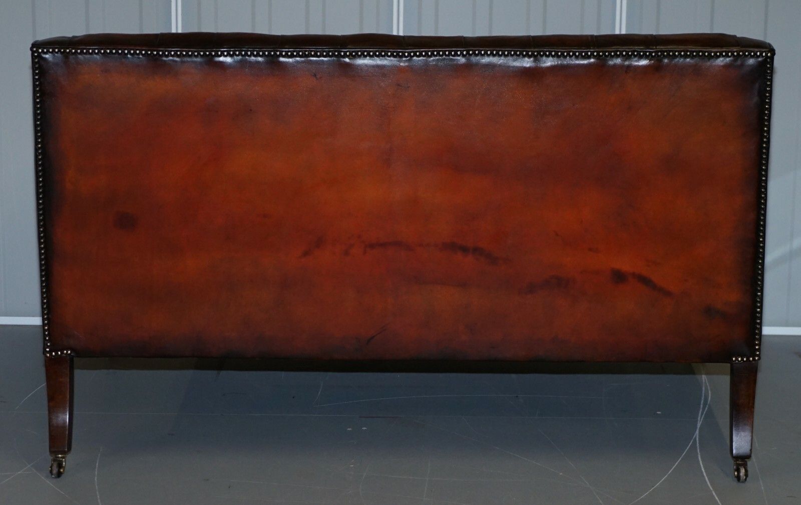 Furniture 135cm Wide Circa 1900 Fully Restored Whisky Brown Leather Lutyen's Viceroy Sofa photo