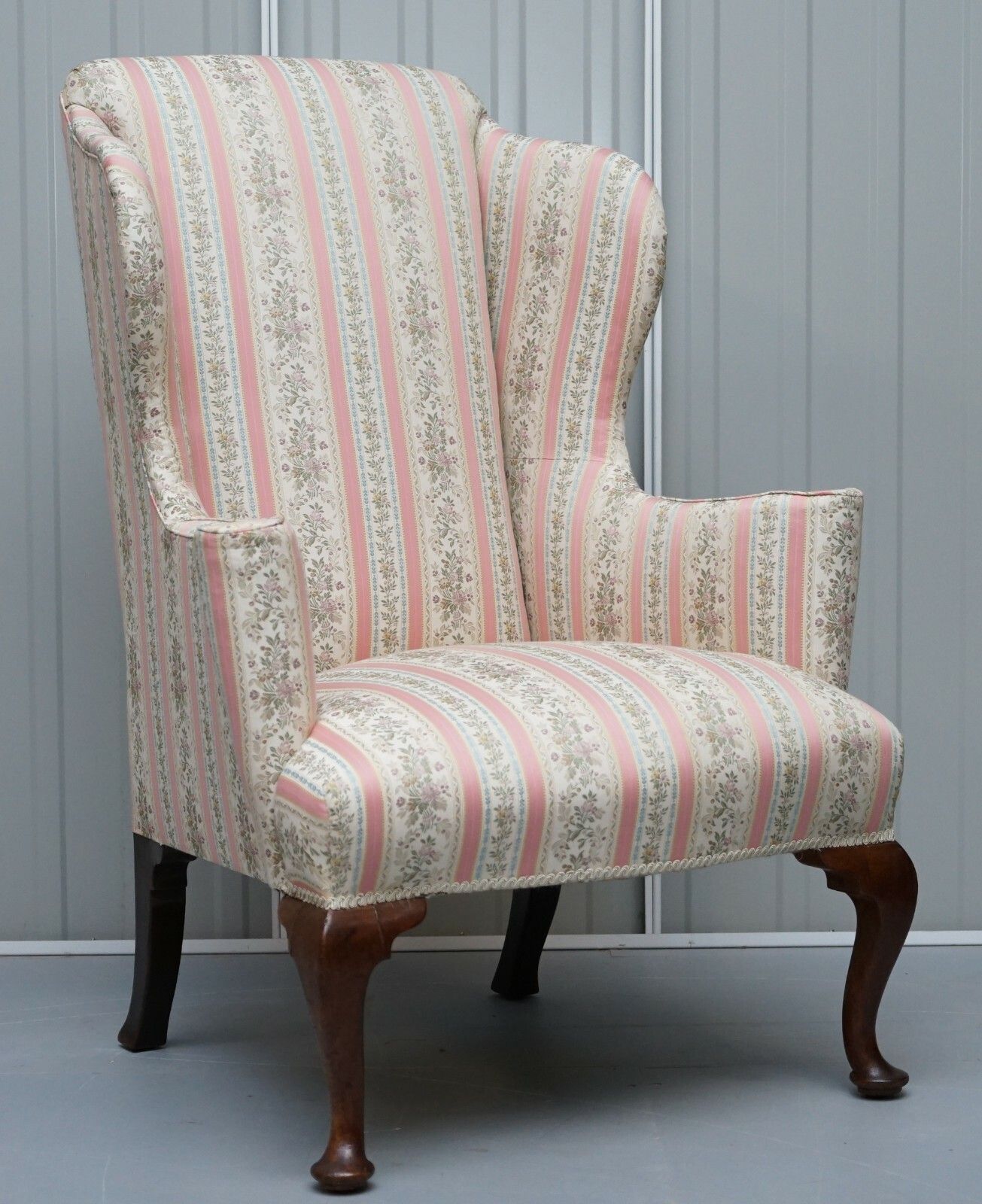 Very Rare Fully Restored Howard & Son's Walnut Wingback Armchair Regency Stripe photo furniture