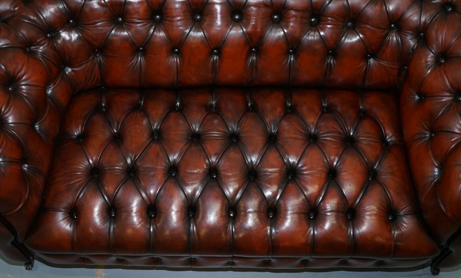 Rare Small 174cm Wide Restored Chesterfield Victorian Whiskey Brown Leather Sofa photo buy