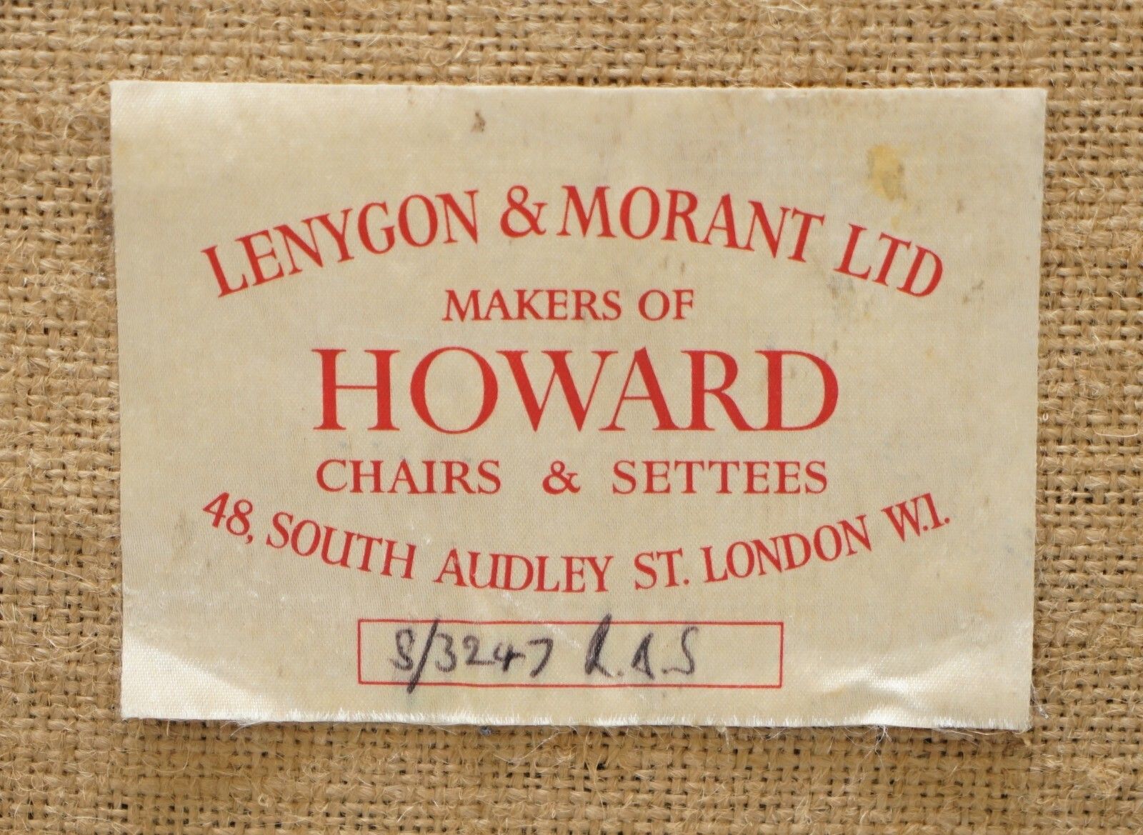 7850.0 Rare 1954 1959 Howard & Son's Lenygon & Morant Armchair Original Ticking Fabric photo