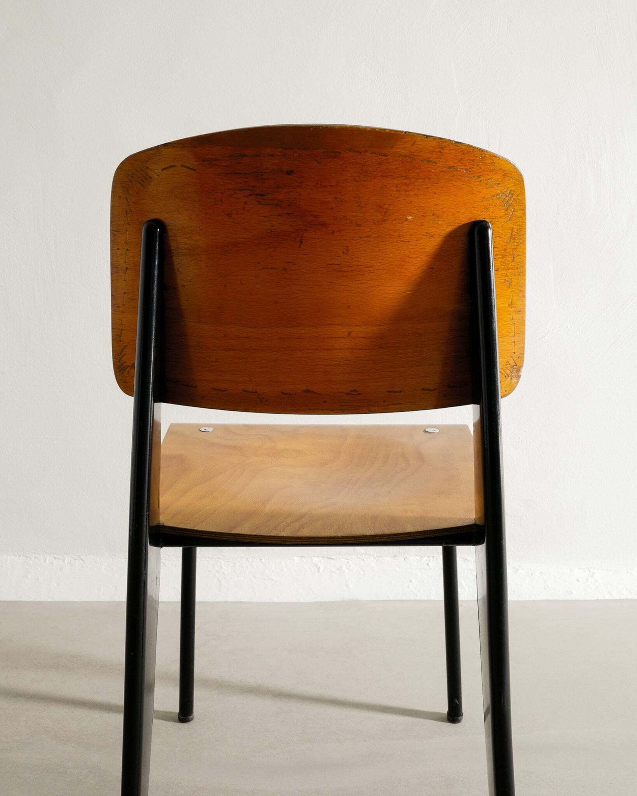 Vintage & Original French Mid Century Jean Prouvé "Metropole 305" Standard Chair In Metal & Molded Plywood, 1950s photo 19500.0