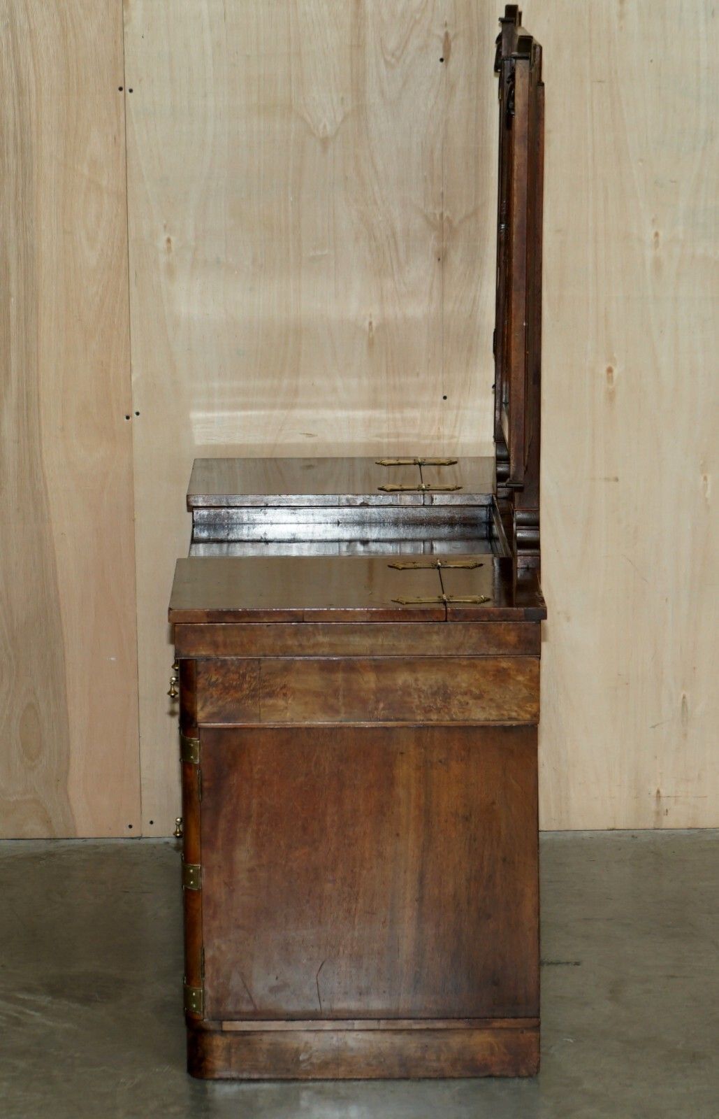 photo for sale Important Burr & Burl Gothic Antique Dressing Table With Polished Brass Fittings