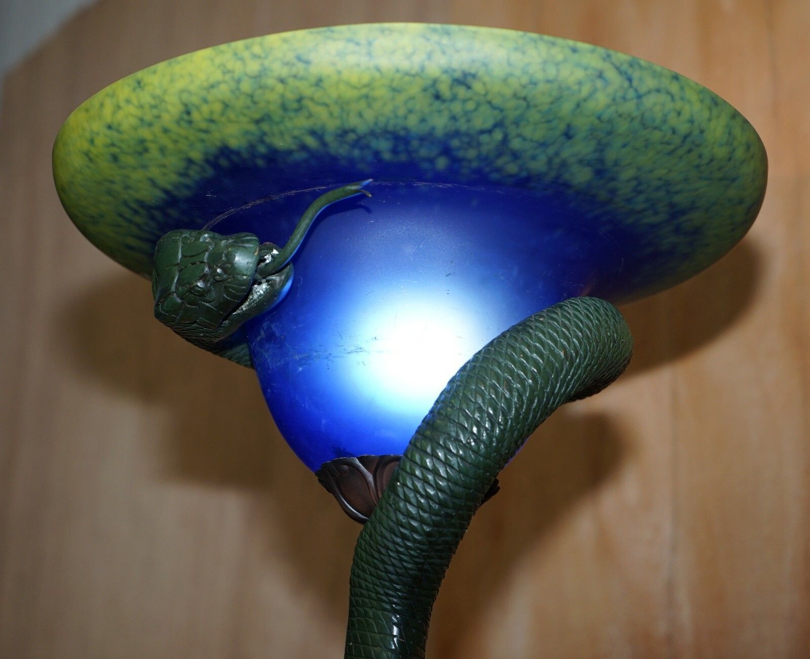Very Rare Stunning Vintage Bronzed Snake Floor Standing Lamp After Edgar Brandt photo 7000.0