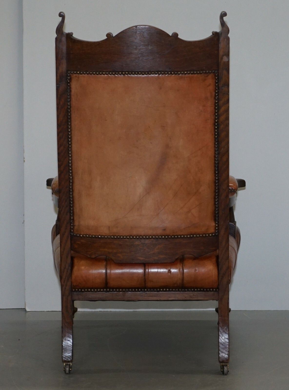 photo furniture Pair Of Libertys London Style Art Nouveau Chesterfield Brown Leather Armchairs