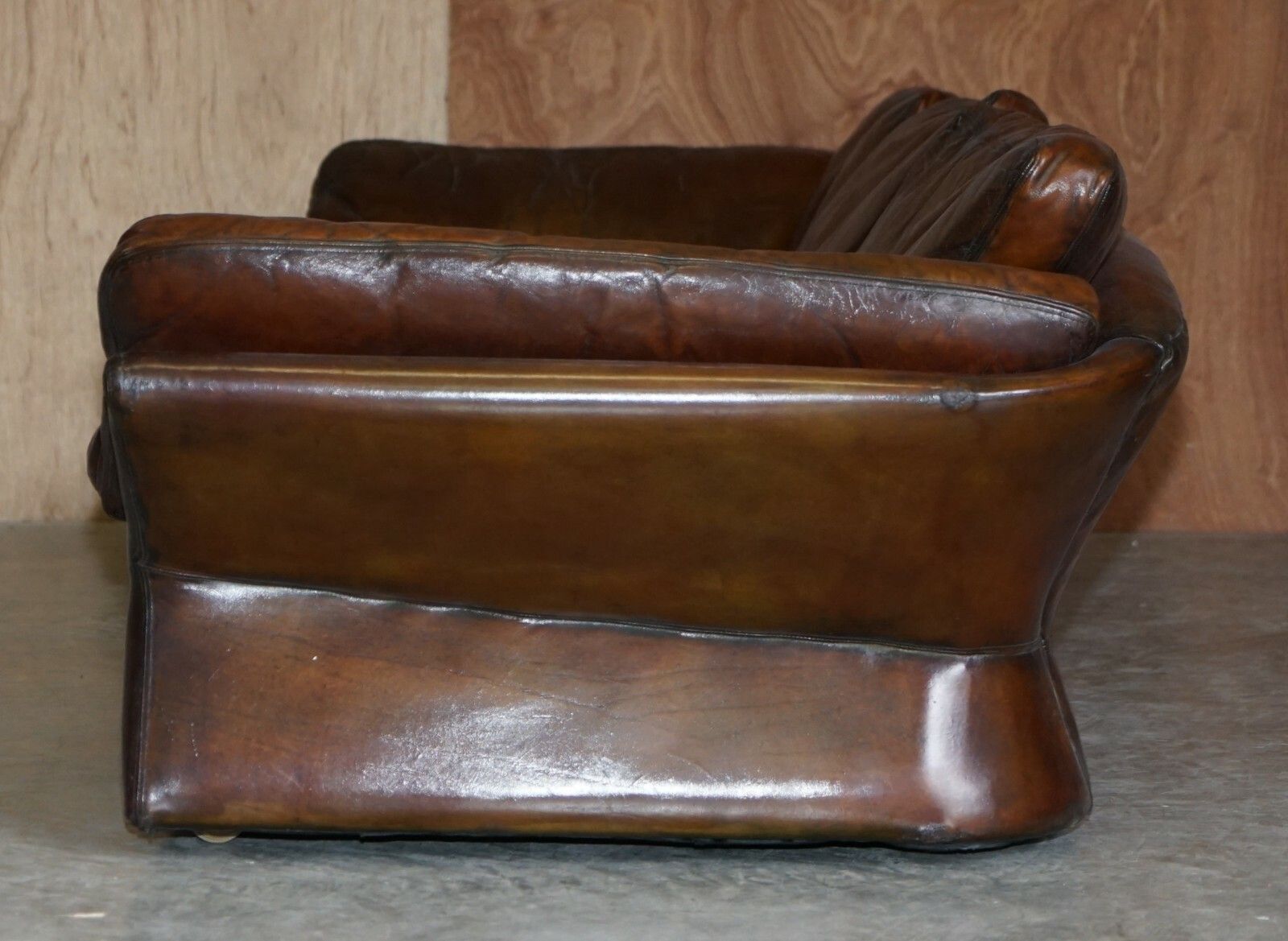 6750.0 Super Rare Low Mid Century Modern Designer Fully Restored Brown Leather Sofa photo