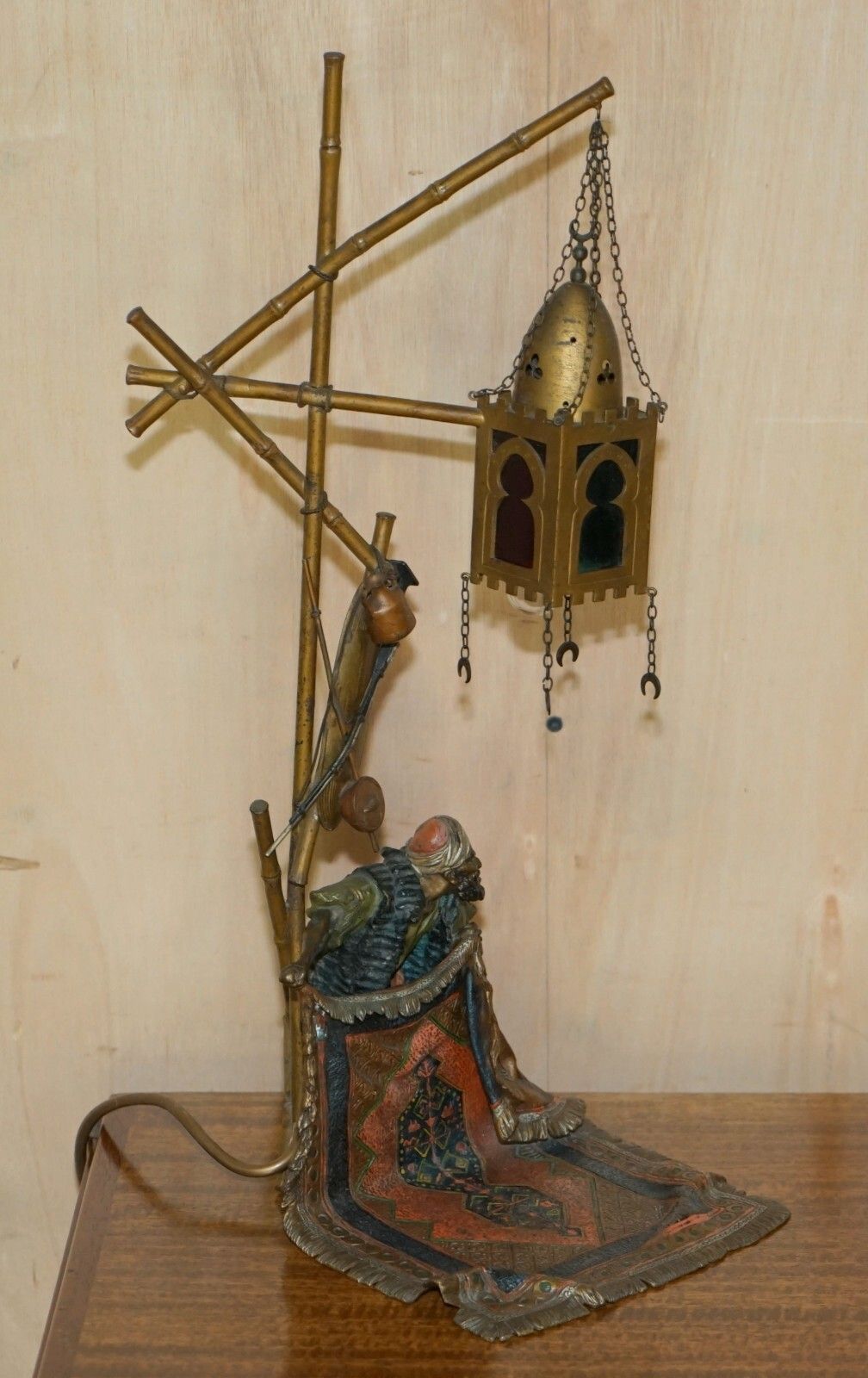 Stunning Antique Circa 1910 Franz Bergman Cold Painted Bronze Carpet Seller Lamp photo Lighting