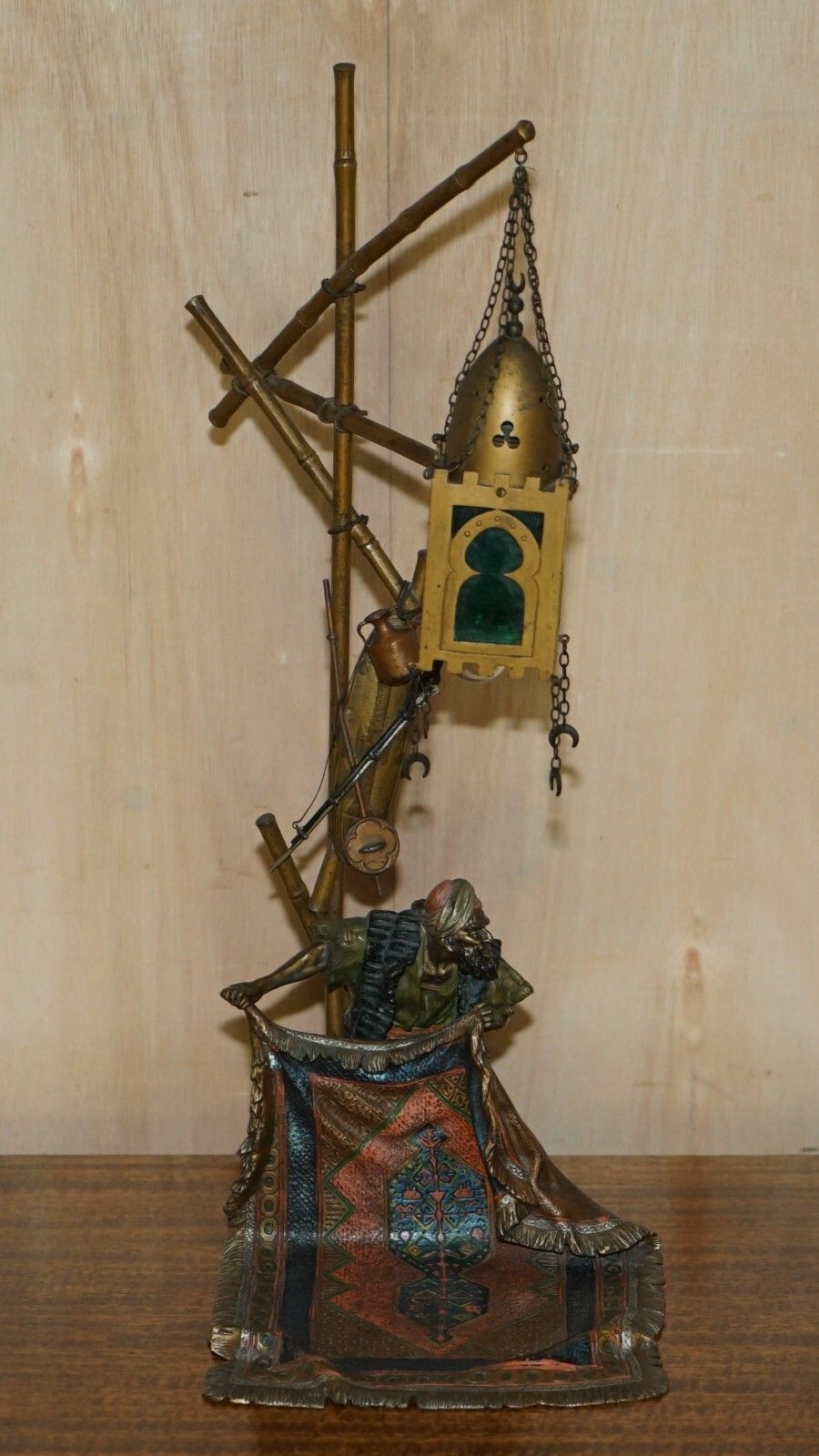 6500.0 Stunning Antique Circa 1910 Franz Bergman Cold Painted Bronze Carpet Seller Lamp photo