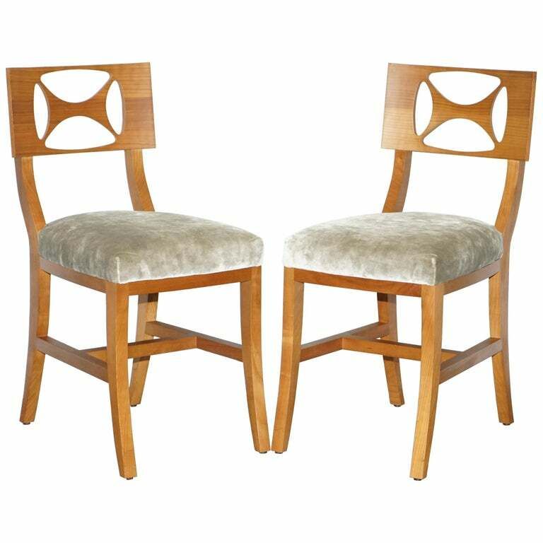Very Rare Pair Of Rrp £22,000 Hermes Paris Cherry Wood Chairs Luxury Premium