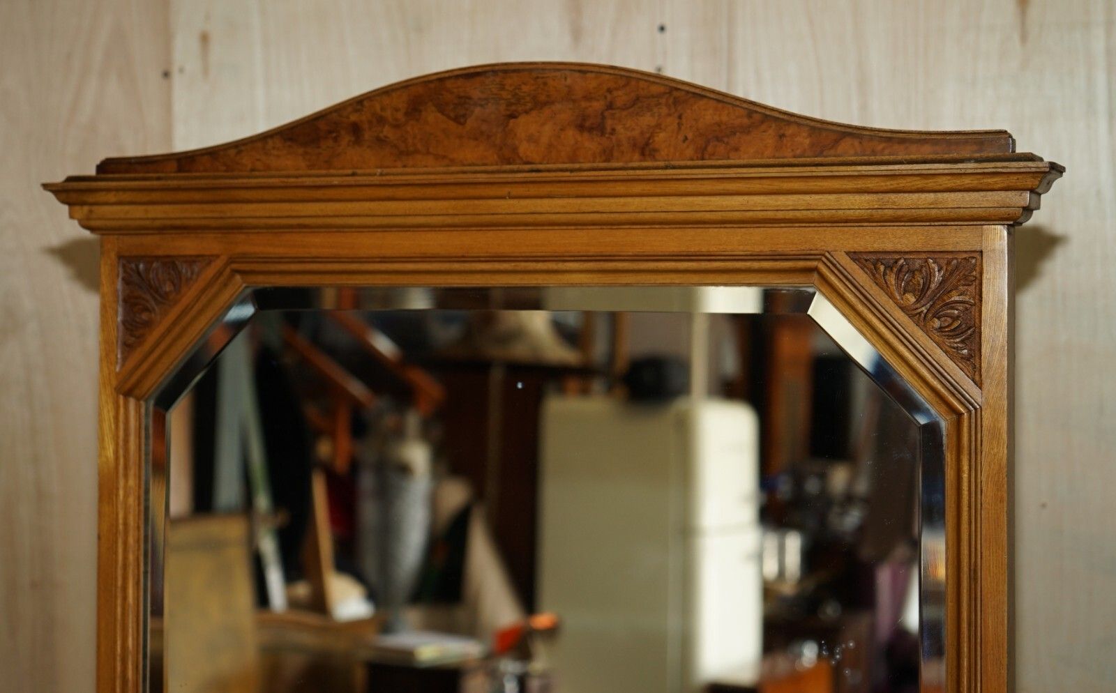 Antique Victorian Ash & Burr Walnut Gillows Of Lancaster Cheval Mirror Sconces photo Home Decor