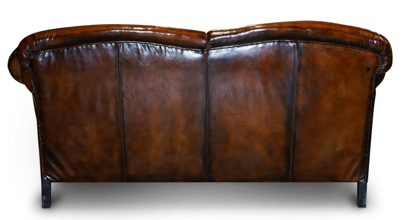 Fully Restored Whisky Brown Leather Drop Arm Chaise Lounge Sofa Horse Hair Fill photo vintage