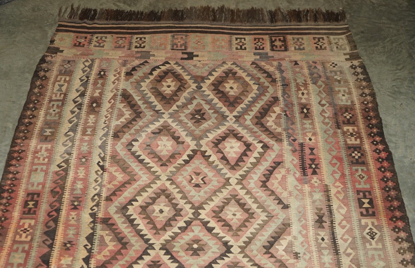 Huge Antique Liberty's London Aztec Kilim Rug Carpet 380 X 250 Cm With Receipt photo Textiles