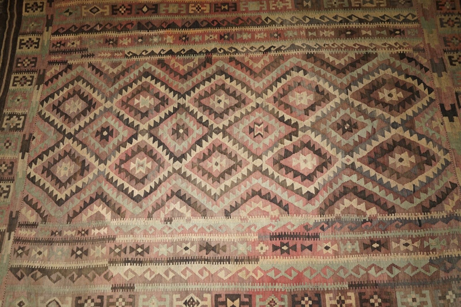 photo for sale Huge Antique Liberty's London Aztec Kilim Rug Carpet 380 X 250 Cm With Receipt