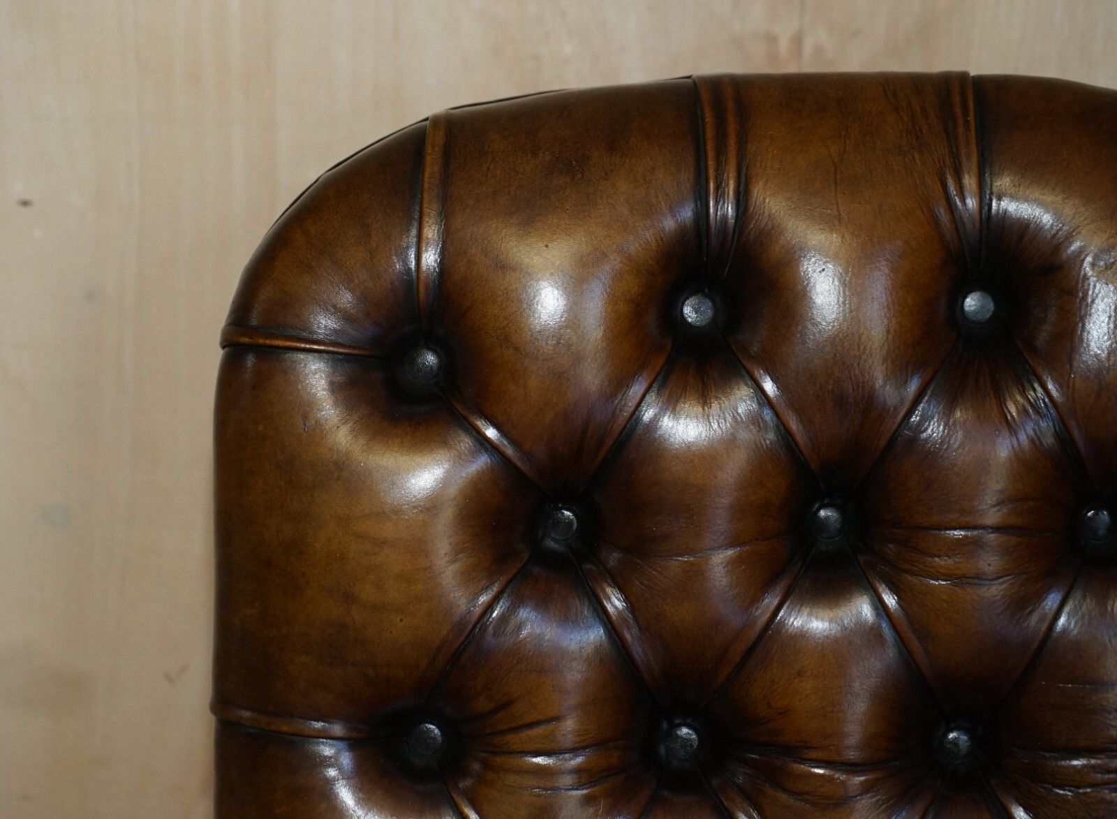 Rare Original Regency X Framed Reclining Brown Leather Chesterfield Armchair photo vinterior