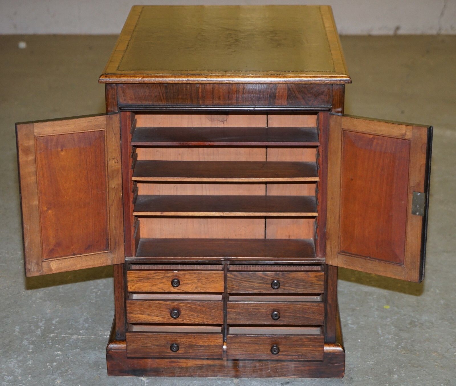 photo furniture Rare William IV Circa 1830 Rosewood Library Folio Cabinet With Drawers Bookcase