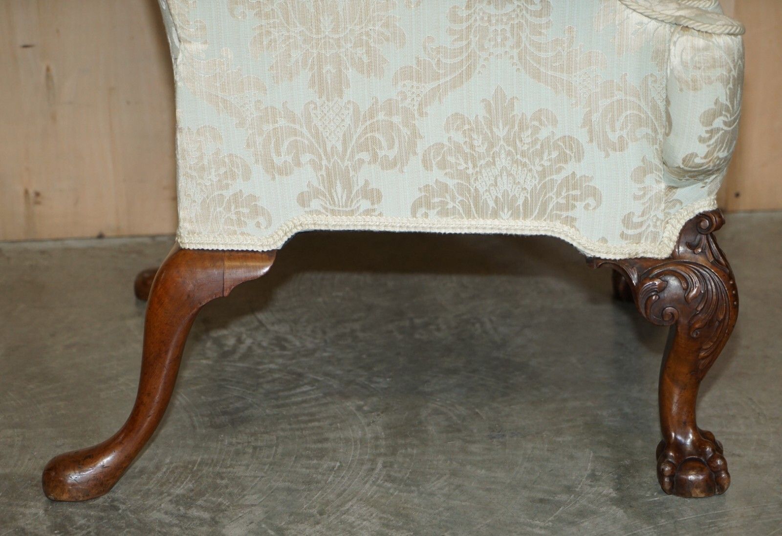 photo for sale Antique 1840 Museum Quality Claw & Ball Carved Feet Wingback Very Large Armchair