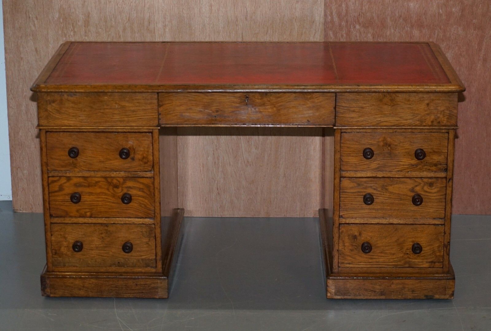 Rare Circa 1880 Antique Howard & Son's Pollard Oak Partner Desk Oxblood Leather photo furniture