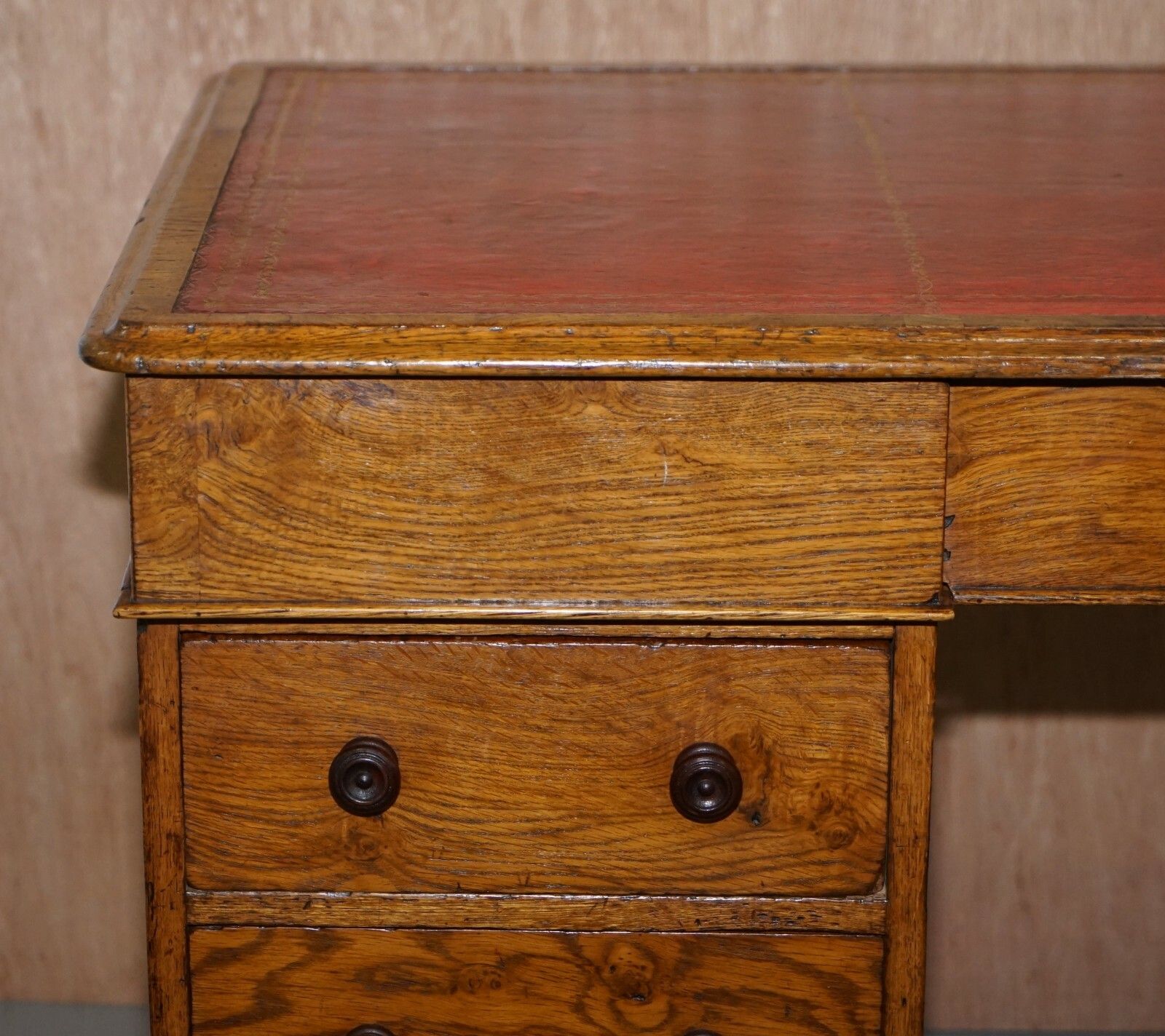 Rare Circa 1880 Antique Howard & Son's Pollard Oak Partner Desk Oxblood Leather photo 5500.0