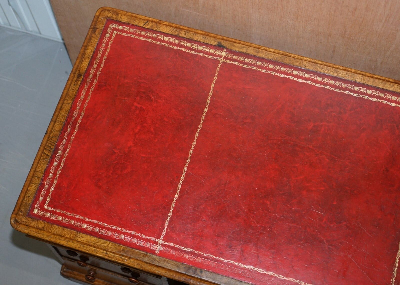 Rare Circa 1880 Antique Howard & Son's Pollard Oak Partner Desk Oxblood Leather photo buy