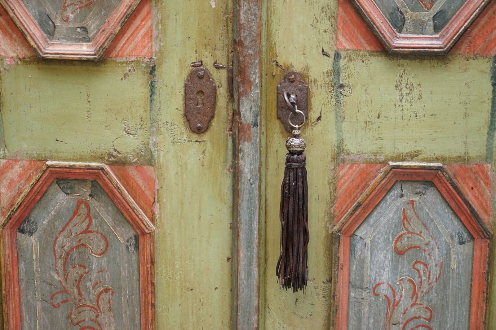 Circa 1800 Sublime Hand Painted European Wardrobe Or House Cupboard In Solid Oak photo 5946.0