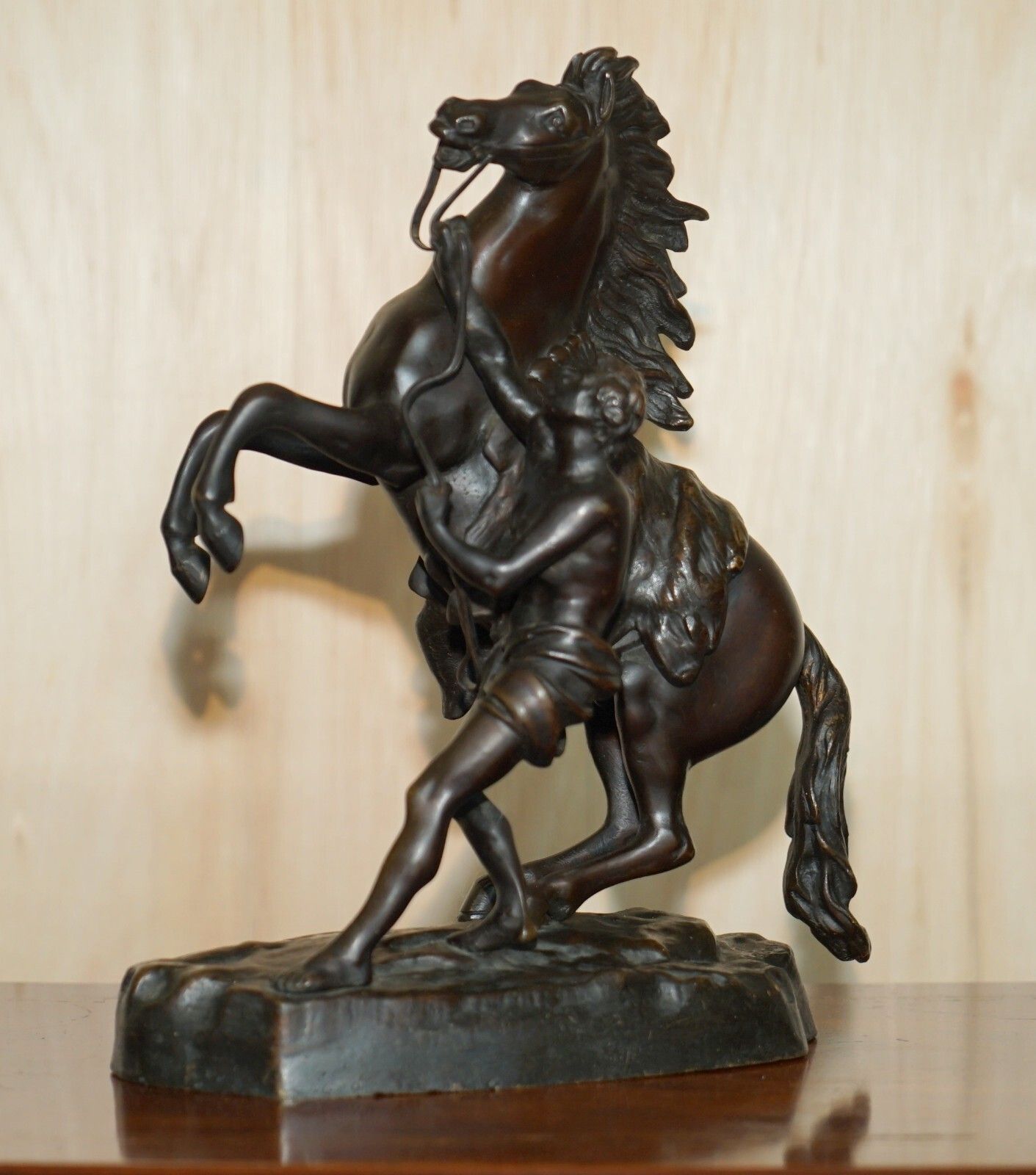 Pair Of Antique Bronze Guillaume Coustou Marly Horses Statues As Seen The Louvre photo for sale