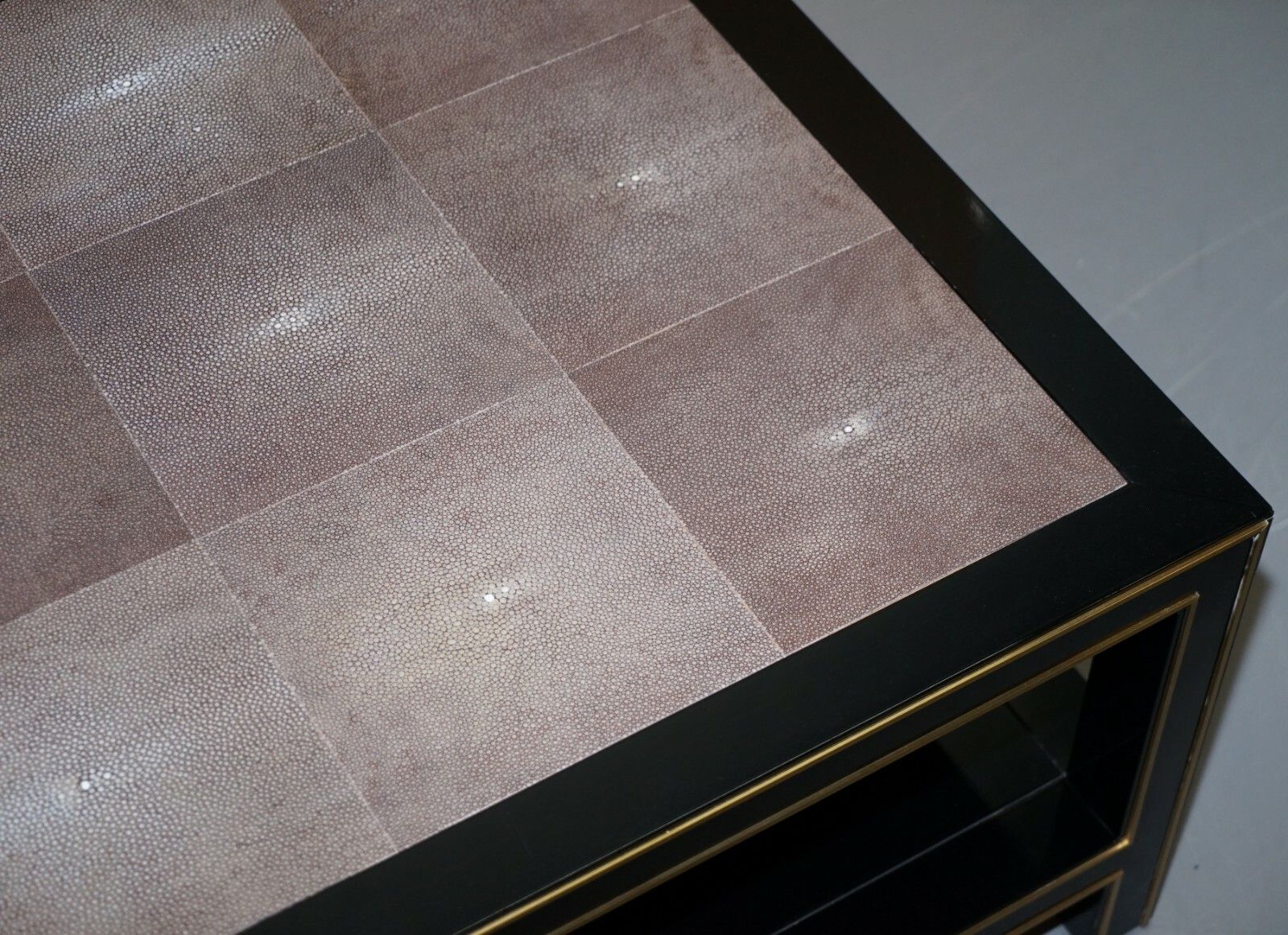 Pair Of Rrp £18,000 Original Shagreen Gilt Metal Large Side Coffee End Tables photo 5405.0