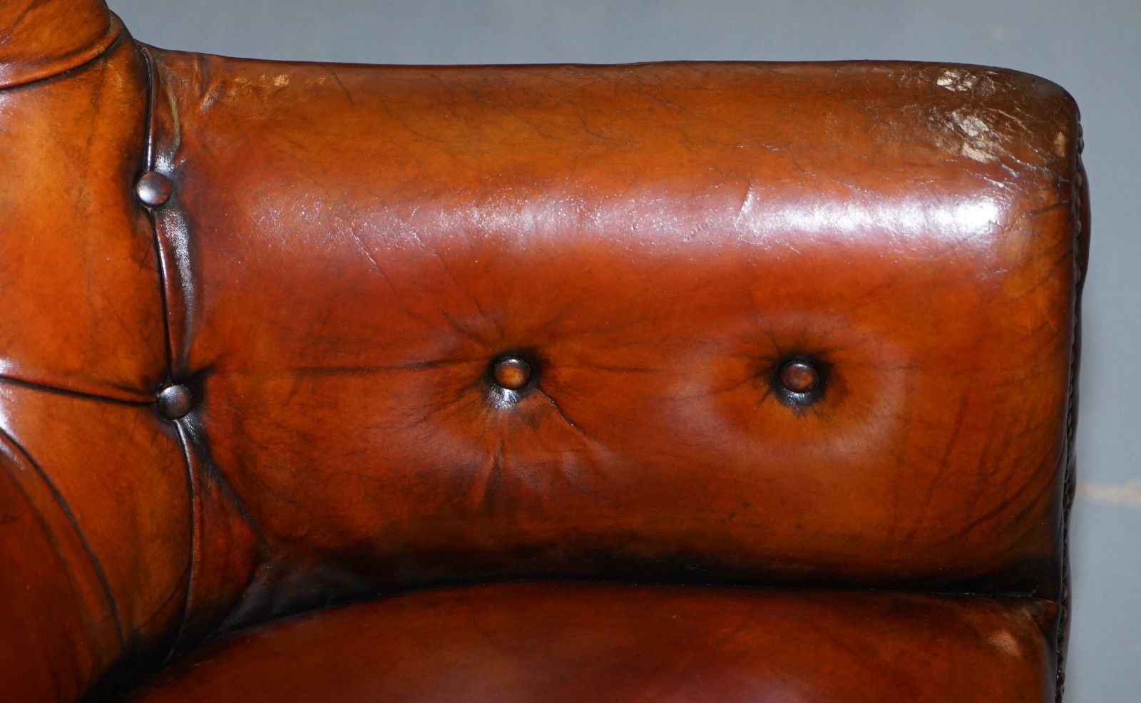 Regency Chesterfield Brown Leather Porters Armchair In The Manor Of Gillows photo vintage