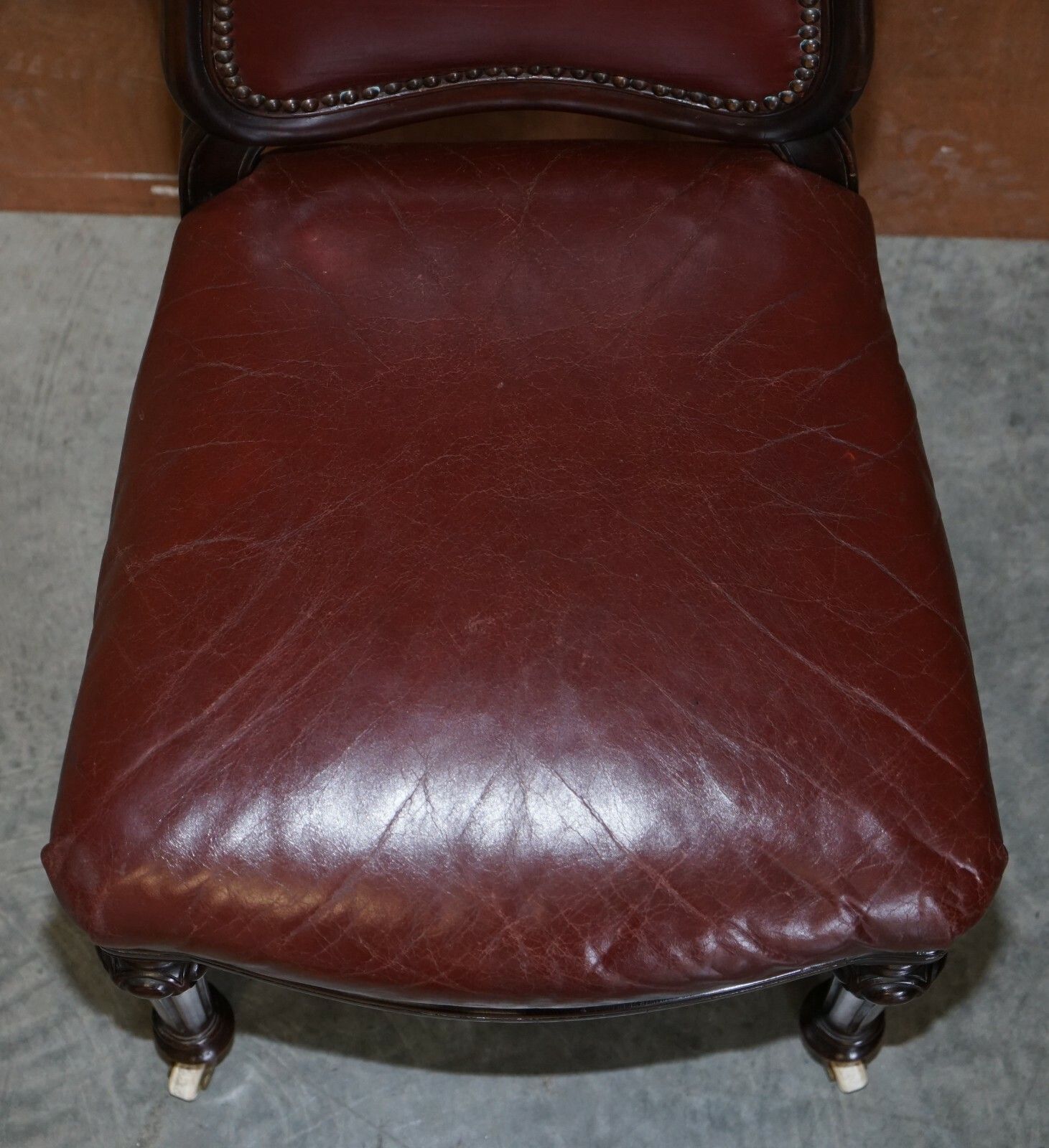 Exquisite Quality Victorian 1860 Mahogany & Leather Dining Chairs After Gillows photo vinterior