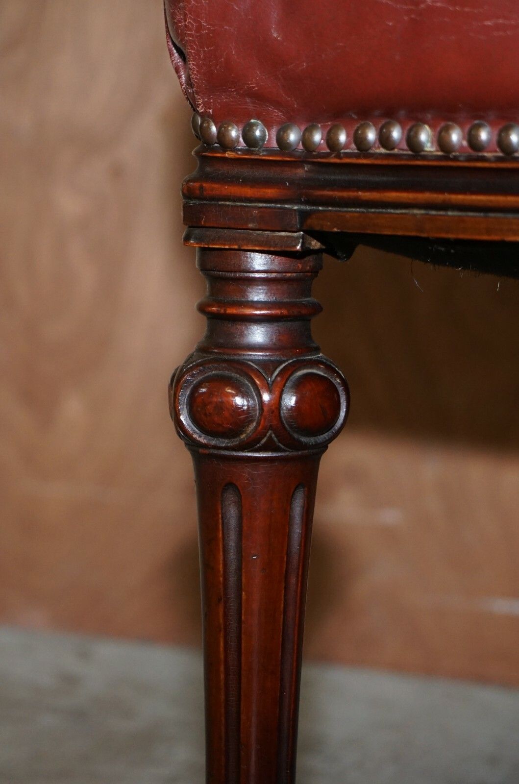 Exquisite Quality Victorian 1860 Mahogany & Leather Dining Chairs After Gillows photo vintage