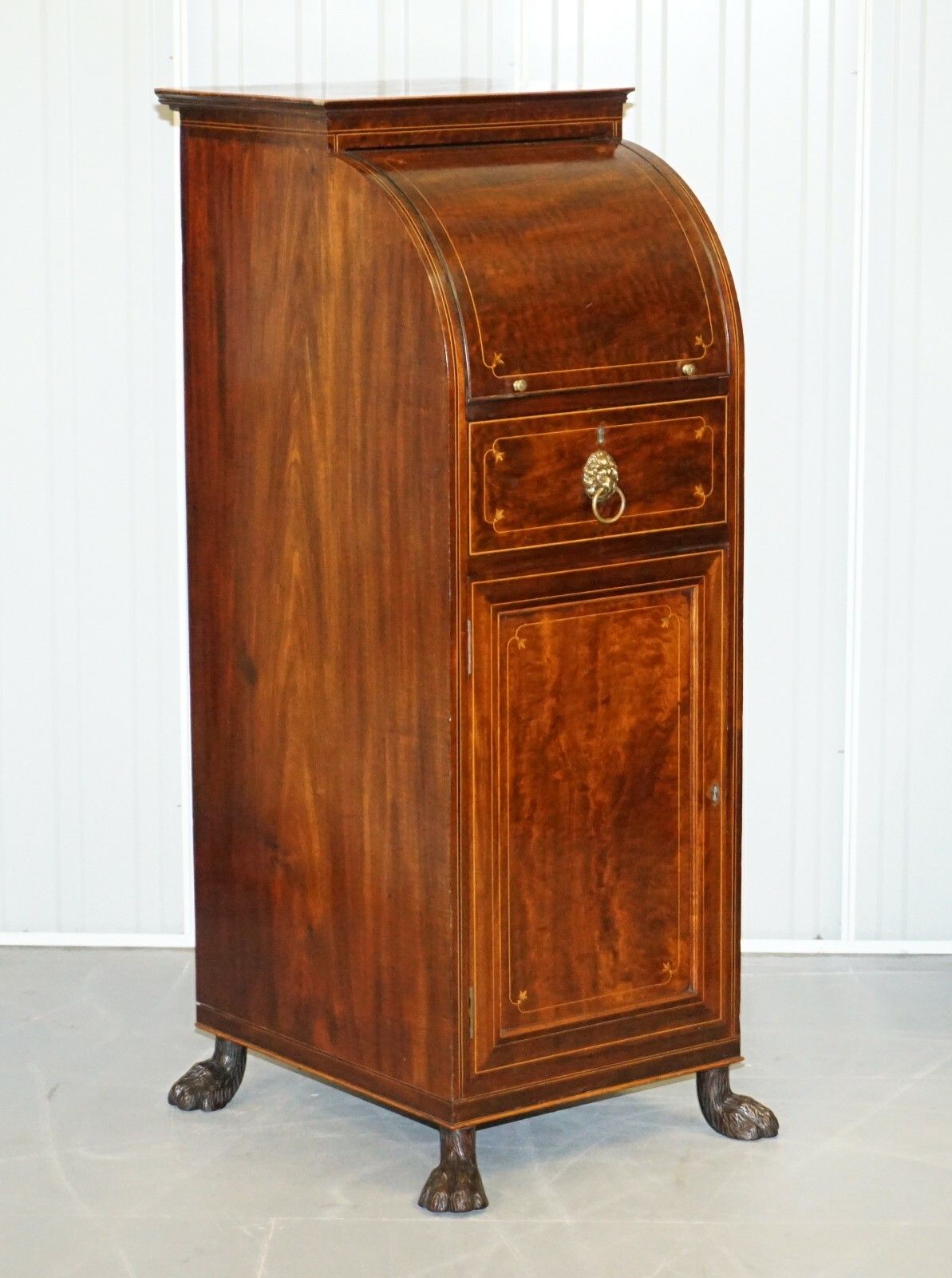 Pair Of Antique Regency Flamed Mahogany & Gilt Bronze Drinks Cabinet Pedestals photo furniture