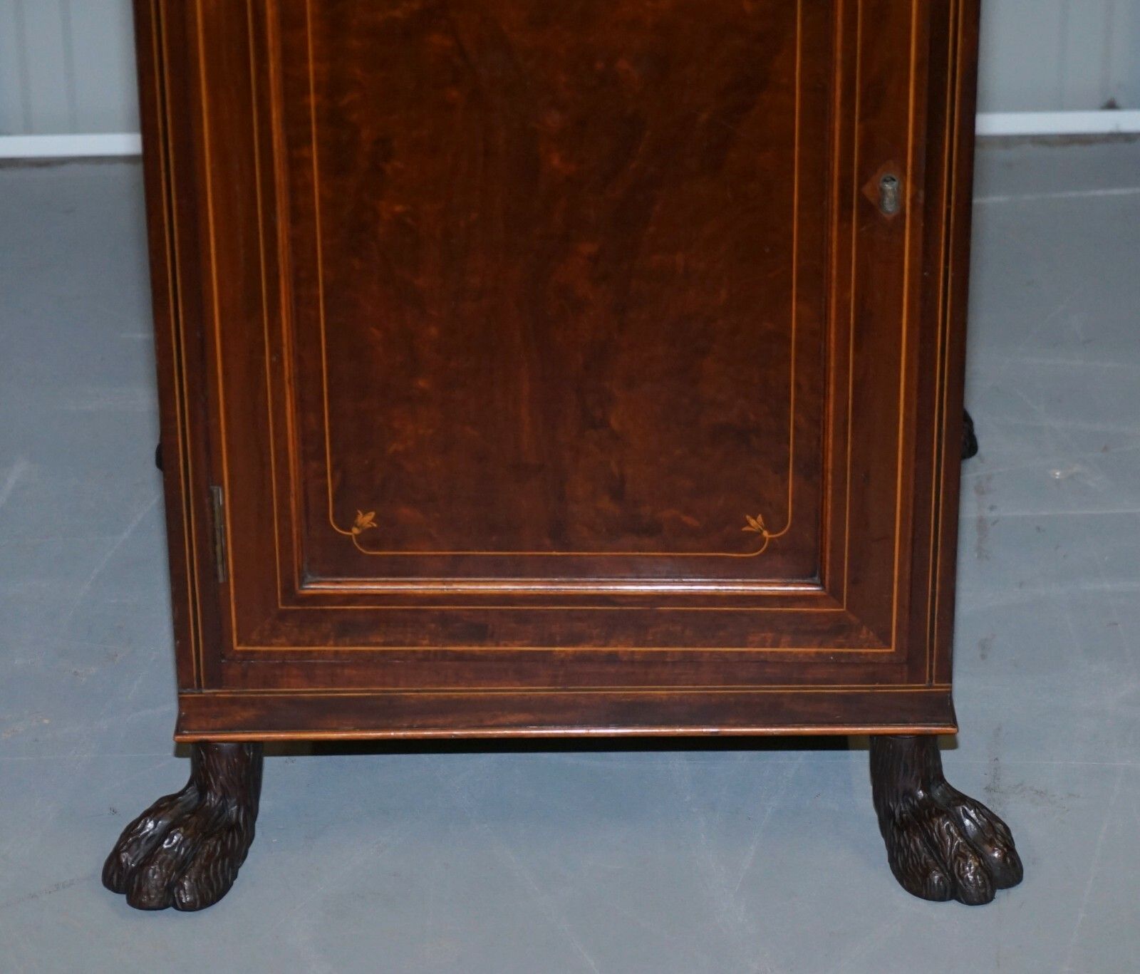 Pair Of Antique Regency Flamed Mahogany & Gilt Bronze Drinks Cabinet Pedestals photo Furniture