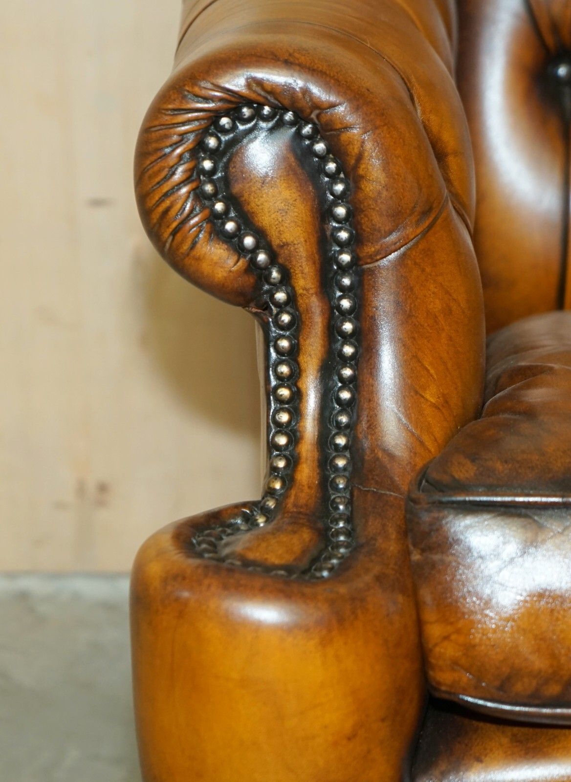 Restored Pair Of Vintage Chesterfield Regency Style Brown Leather Club Armchairs photo buy