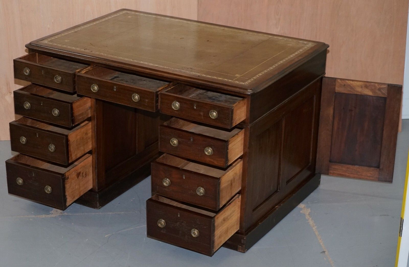 Lovely George III Circa 1780 Double Sided Walnut Partner Desk Original Handles photo buy