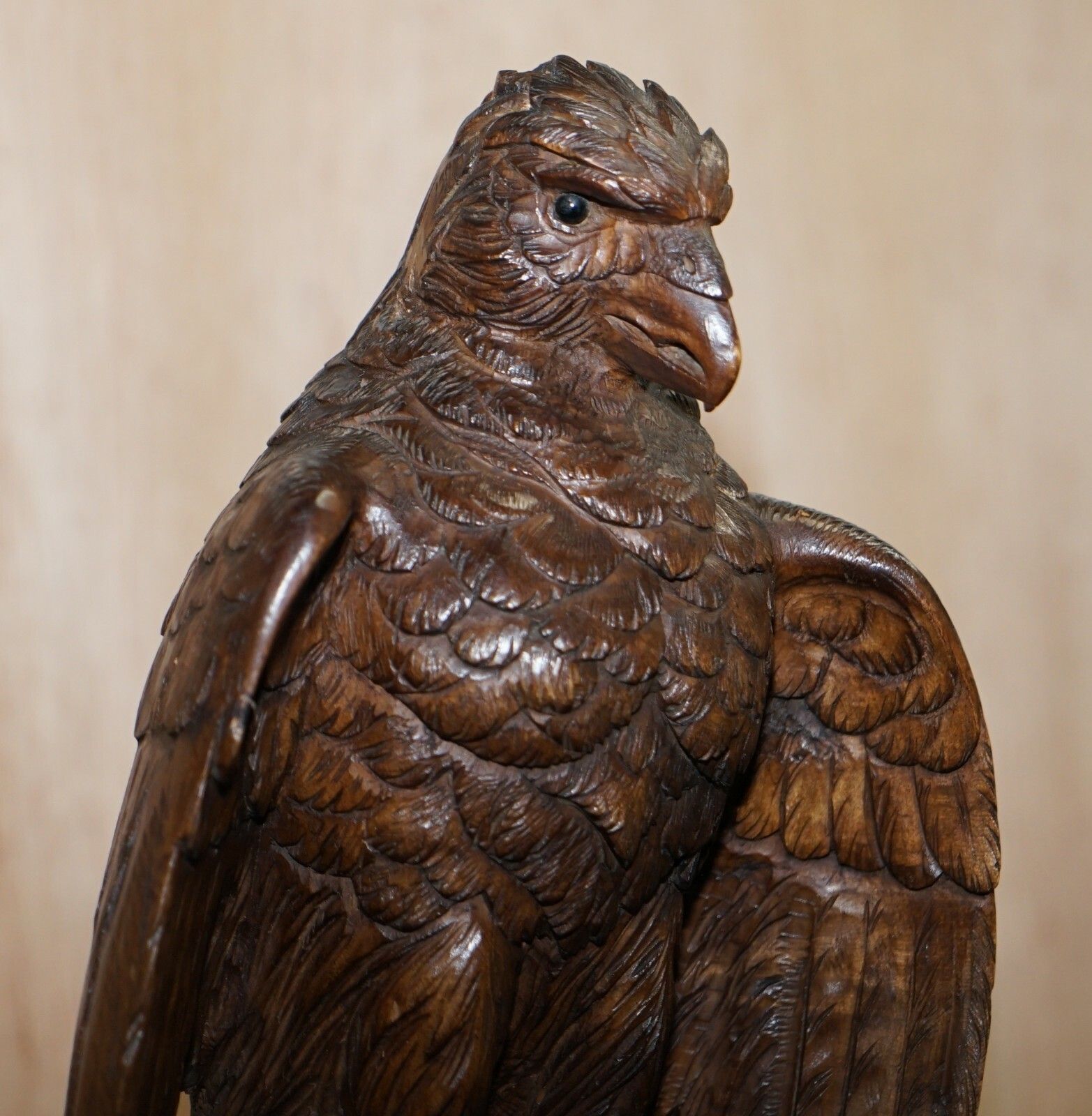 Rare 1880 American Eagle Black Forest Wood Carved Coat Hat & Umbrella Rack Stand photo vinterior