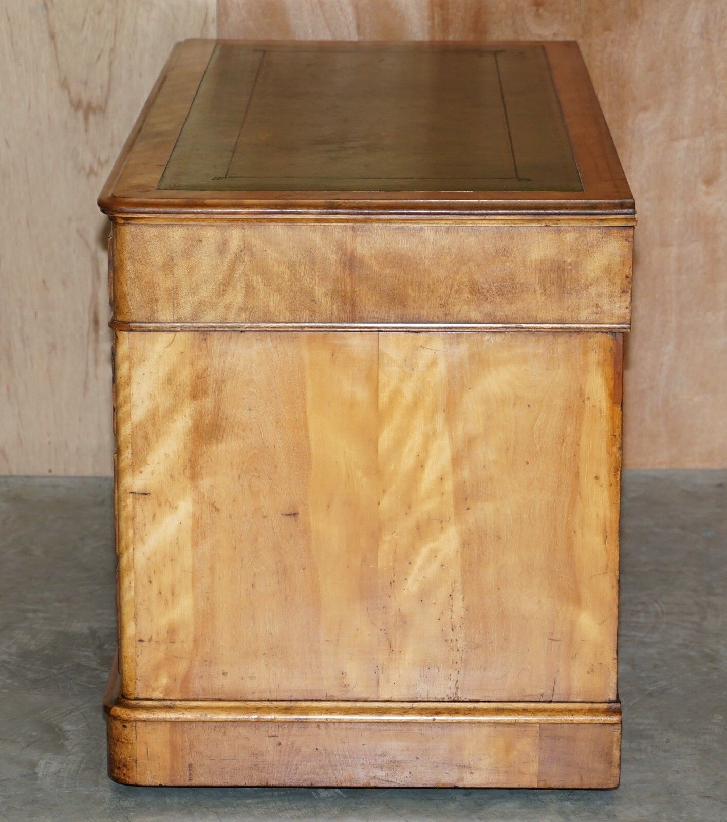 Furniture Antique Circa 1830 1850 James Winter & Sons London Satinwood Green Leather Desk photo