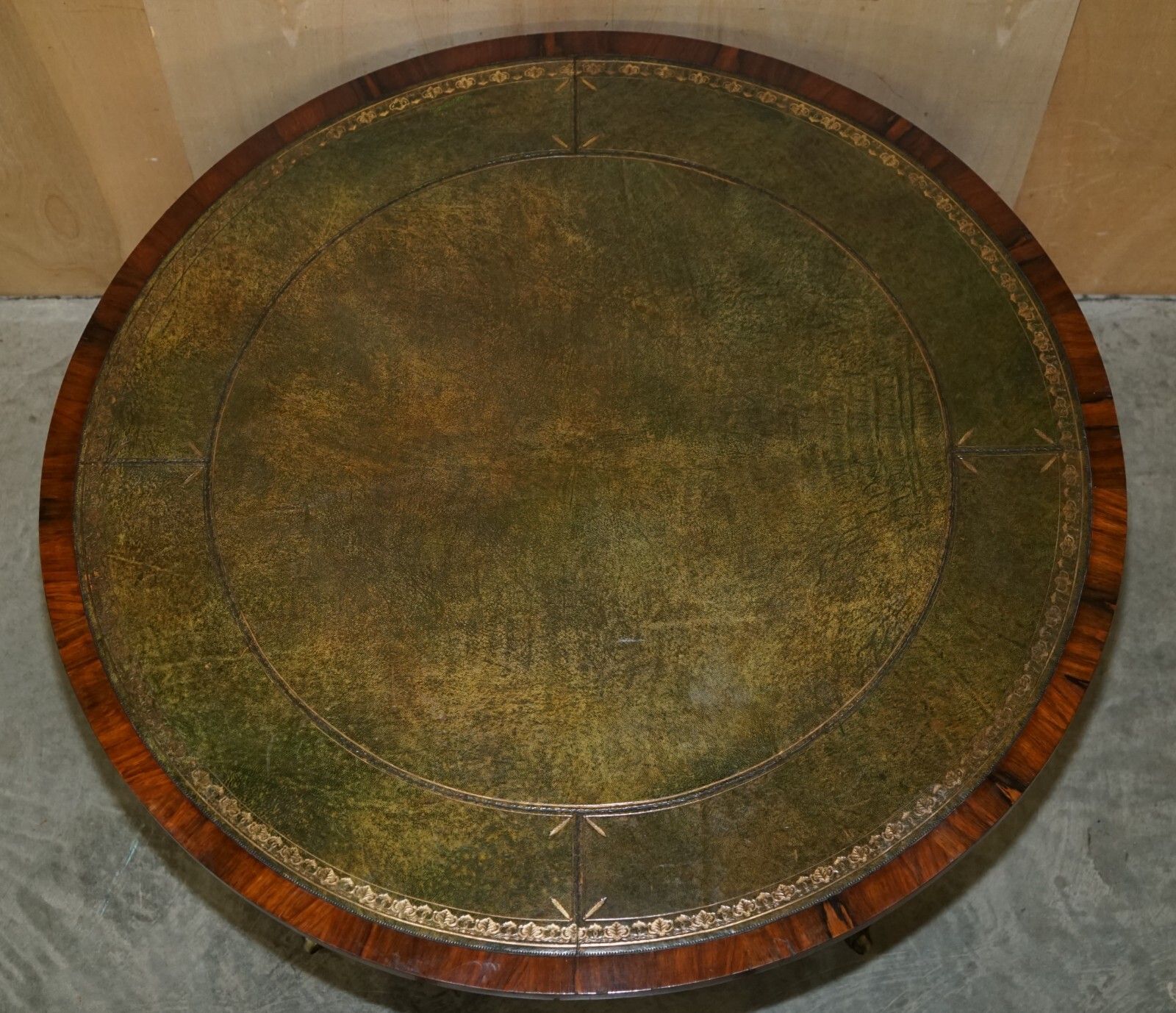 4950.0 Stunning Antique William IV 1830 Rosewood & Green Leather Library Dining Table photo
