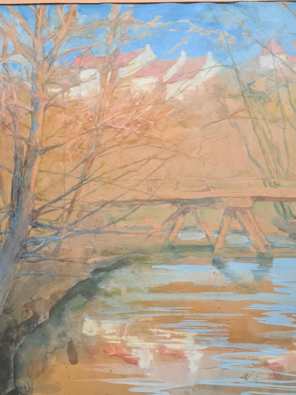 French Impressionist Landscape, Barbizon School, Crossing The River photo Art