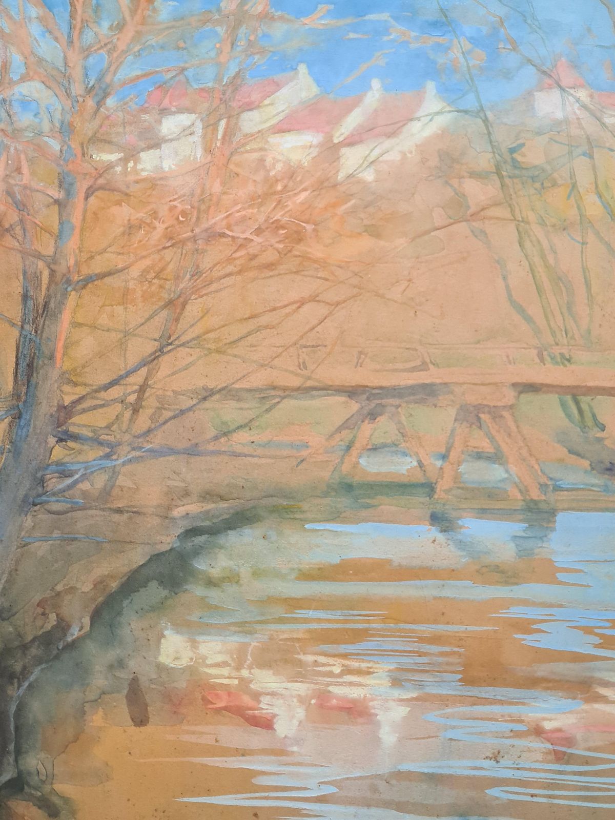 French Impressionist Landscape, Barbizon School, Crossing The River photo 695.0