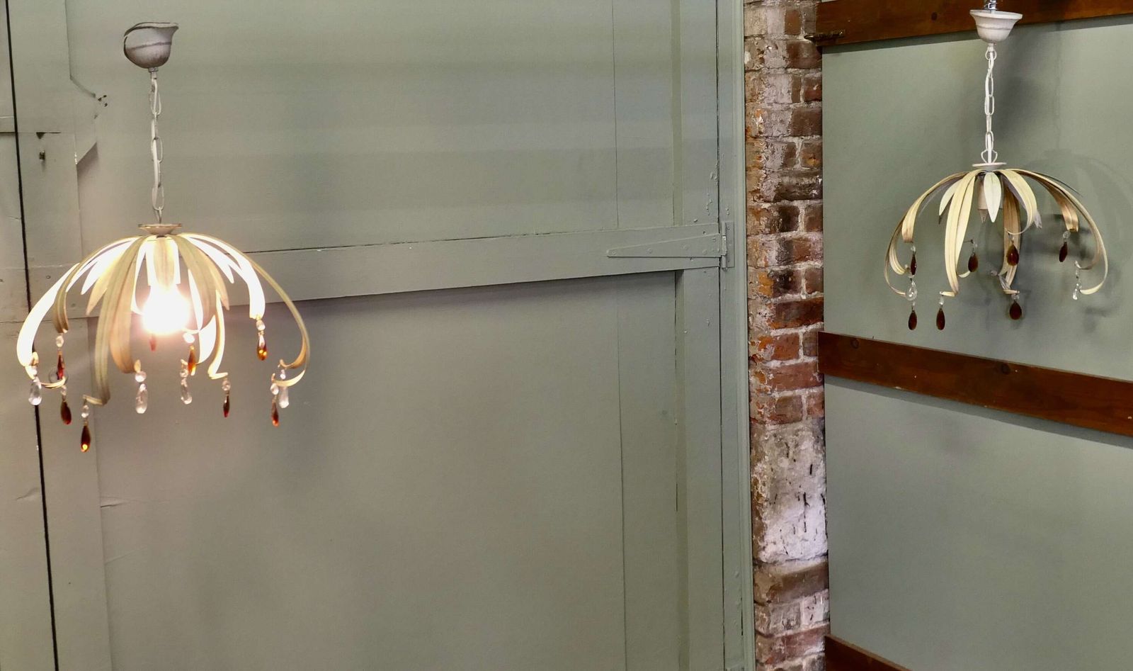 A Pair Of Matching French Toleware Pendant Lights photo furniture