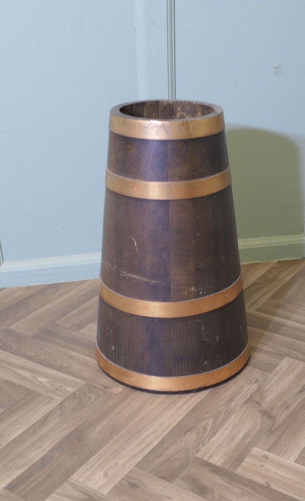 Copper And Oak Barrel Stick Stand photo Home Decor