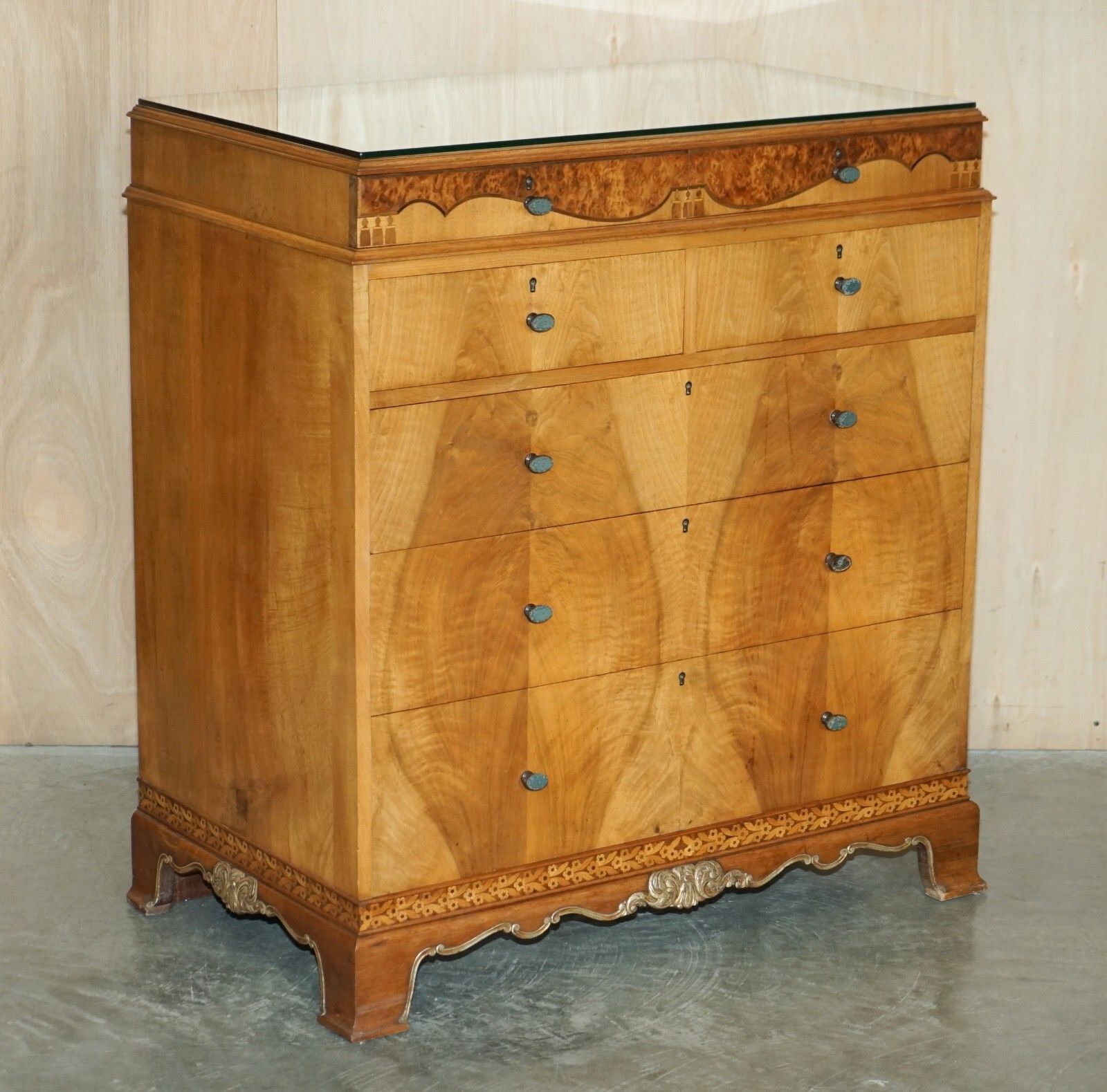 Finest Quality Waring & Gillow Burr Walnut Chest Of Drawers Part Of A Suite photo furniture