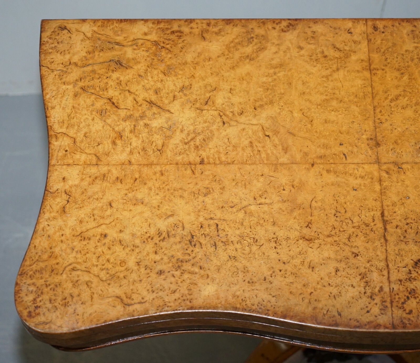 Very Fine Circa 1835 William IV Antique Pollard Oak Folding Card Pedestal Table photo Furniture