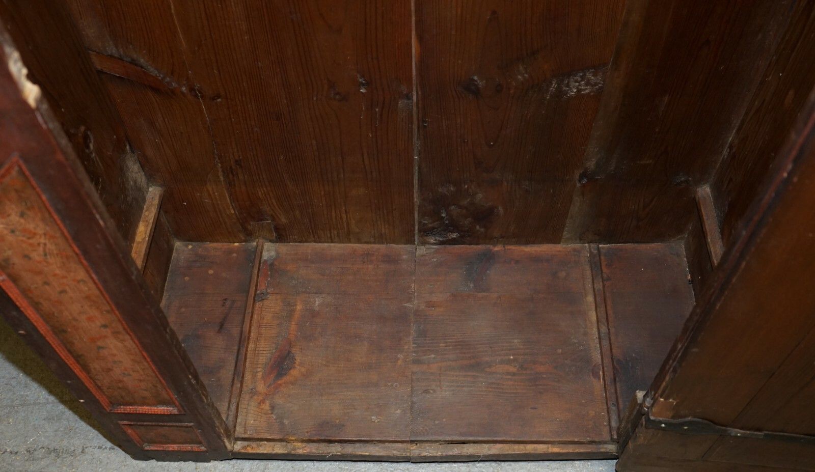 photo for sale Circa 1800 Sumlime Hand Painted European Wardrobe Or Hall Cupboard In Oak Wood