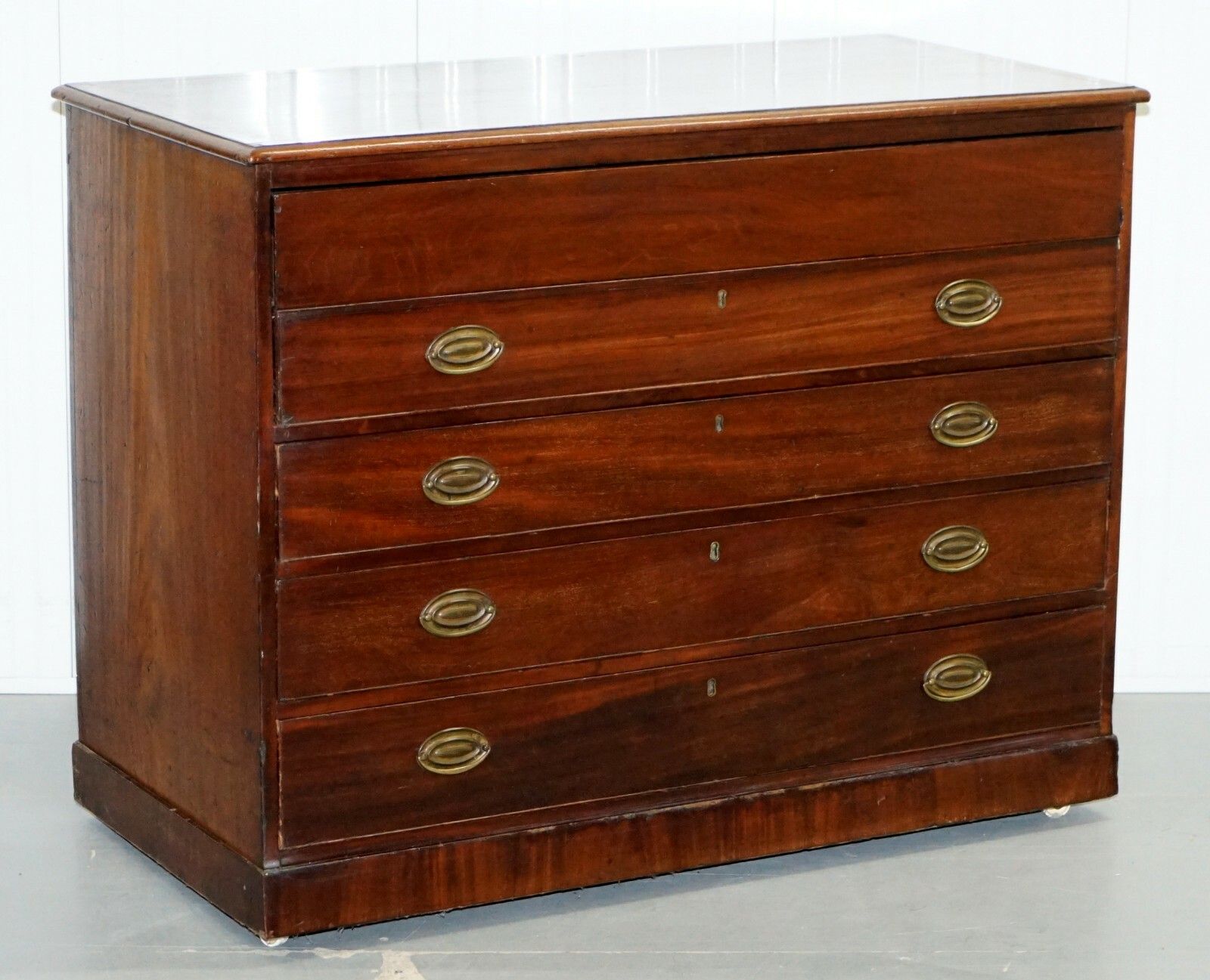 Robert Gillows II 1790 Writing Library Mahogany Chest Of Drawers Leather Slope photo Furniture