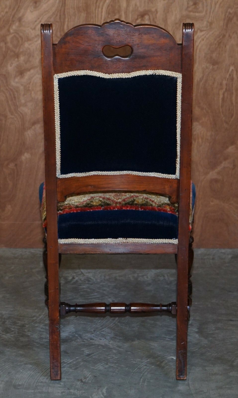 Furniture Six Antique Victorian Turkey Work Carpet Kilim Rug Napoleonic Blue Dining Chairs photo