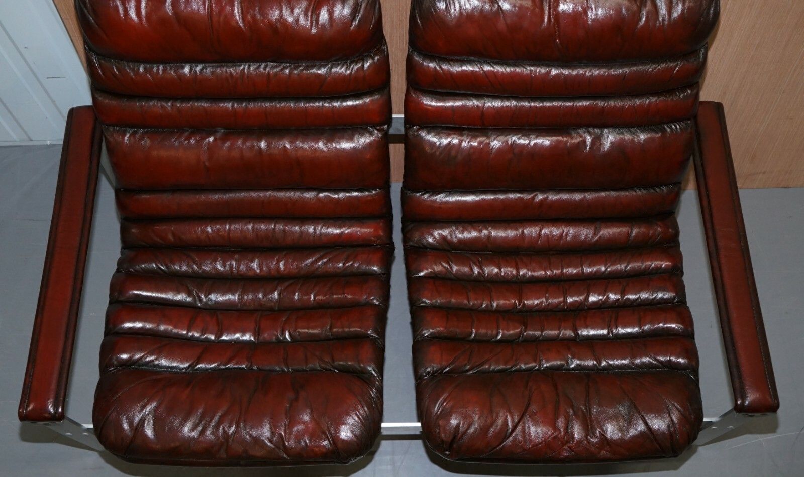 Furniture Rare 1960's Pulkka Ilmari Lappalainen Chrome & Brown Leather Armchair Sofa Suite photo