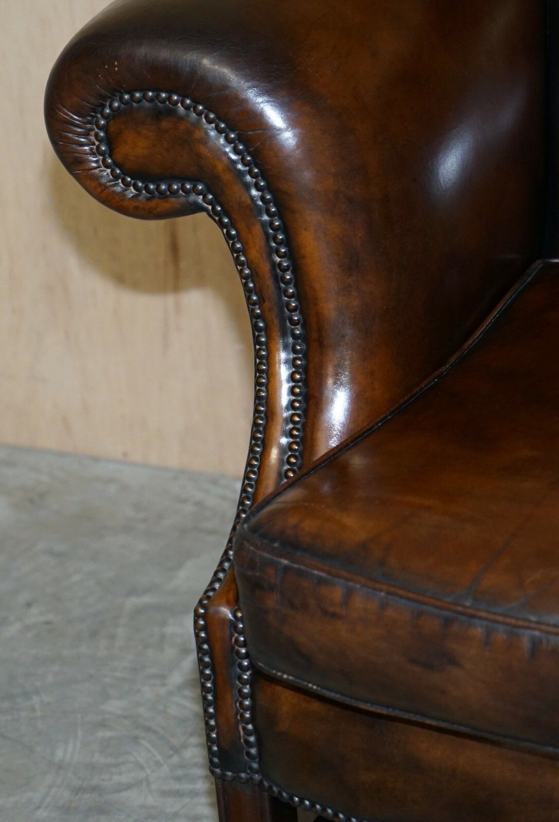 photo for sale Part Of Large Suite This Lovely Pair Of Hand Dyed Brown Leather Club Armchairs