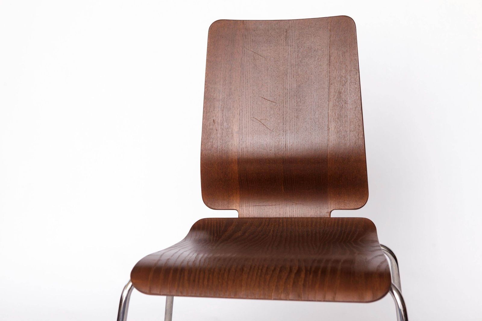 Ikea Gilbert Chair – 1990s Vintage Stackable Dining Chair, Teak Plywood Seat With Chrome Legs photo Furniture