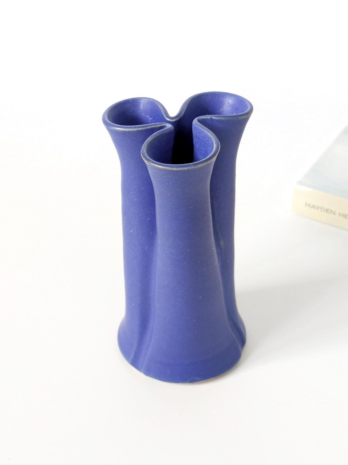 Midcentury Aage Würtz Ceramic Bud Vase, Danish Pottery, Rich Blue Glaze, 1960s Scandinavian Decor photo for sale