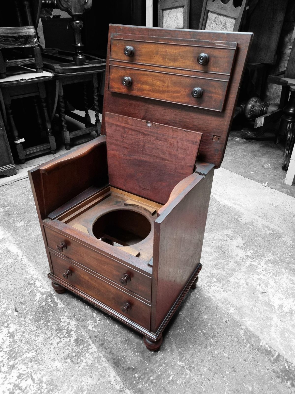 Antique Victorian Mahogany Faux Drawers Commode / Made In England C1860 photo furniture